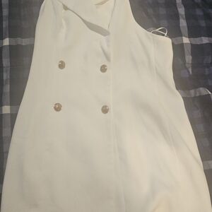 Fashion Nova Elegant White Dress with Gold Accents